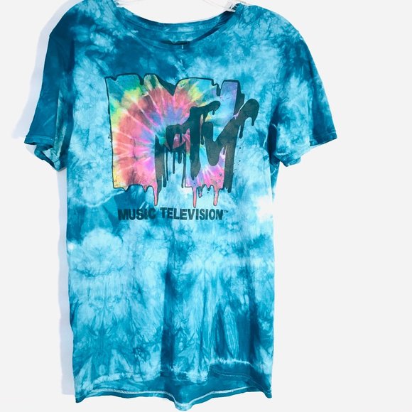 MTV Tops - MTV X Custom TIE DYE Tee Shirt Blue Small Logo